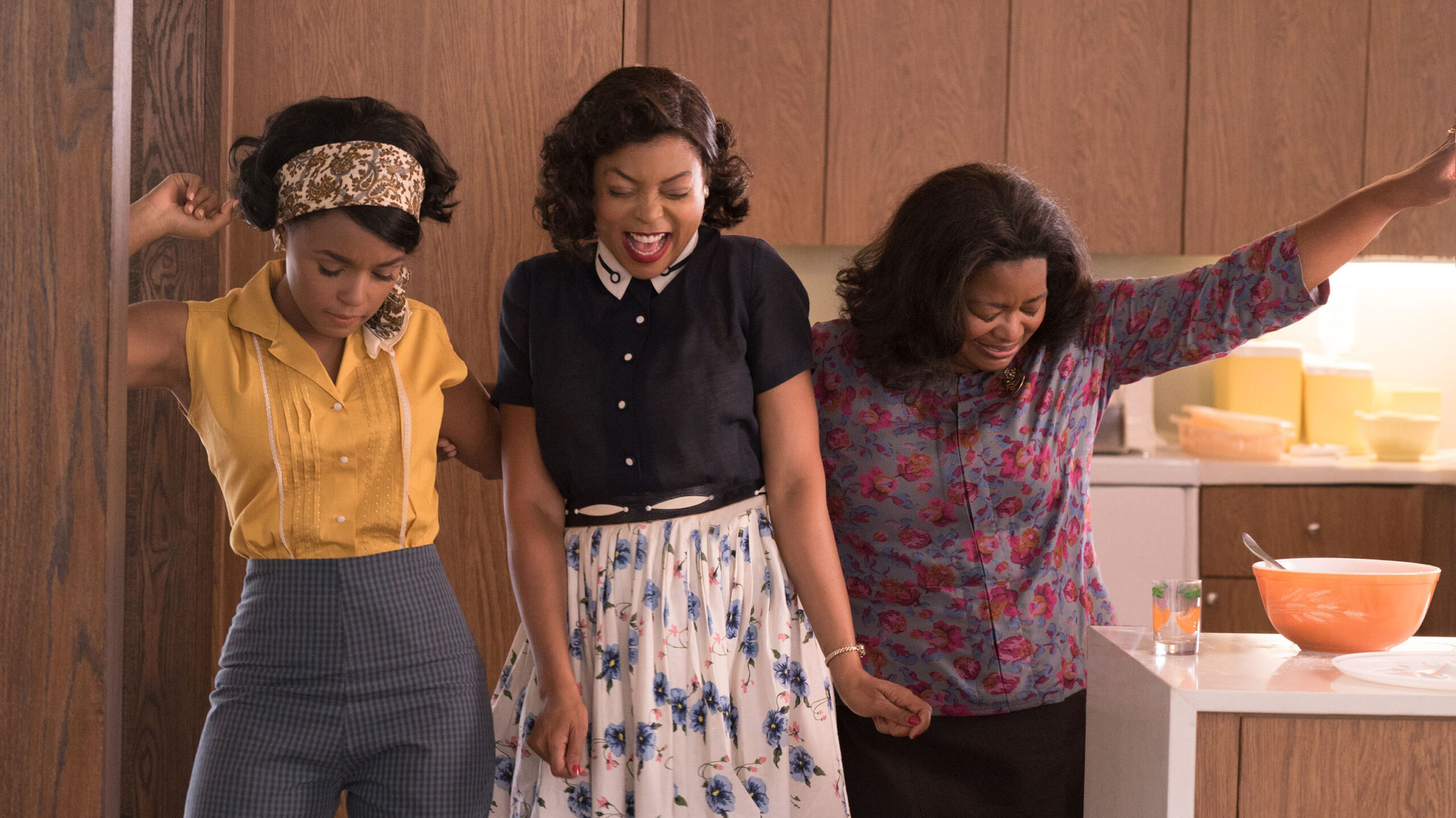 Mary Jackson (Janelle Monae, left), Katherine Johnson (Taraji P. Henson) and Dorothy Vaughan (Octavia Spencer) in <em>Hidden Figures.</em>