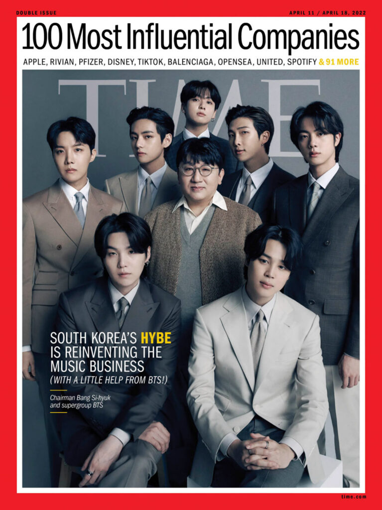 บังพีดีกับ BTS ขึ้นปกนิตยสาร TIME เมื่อ HYBE ติดอันดับ 100 บริษัททรงอิทธิพลของโลกปี 2022 Photo: TIME